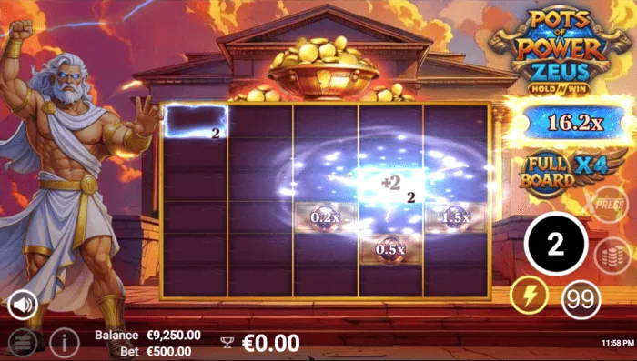 Pots of Power: Zeus - Οθόνη παιχνιδιού σε λειτουργία μπόνους