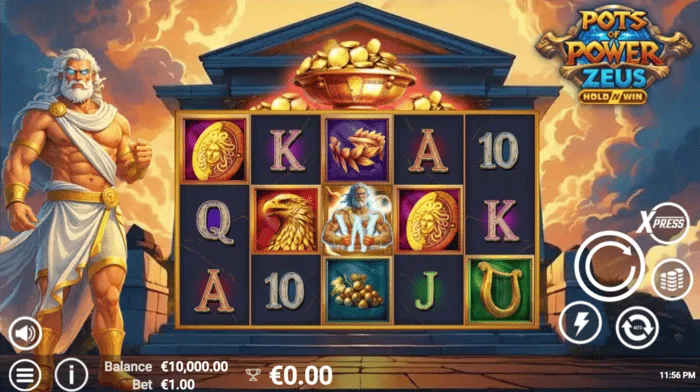 Pots of Power: Zeus - Κύρια οθόνη με τους κυλίνδρους